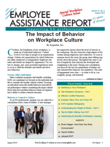 Employee Assistance Report - Workplace Culture August 2019 Issue - Cover Page