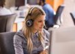 Woman in a call center assisting a client
