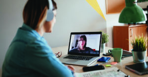 Two people have a video conference