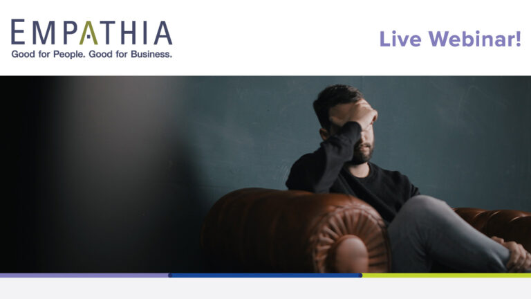 Grief, Coping & Resiliency Webinar Header Depressed Man Sitting in Chair in Dark Room