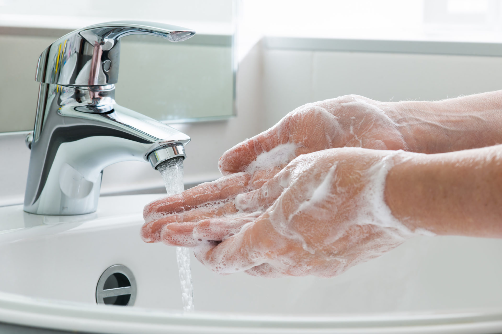 washing hands with soap