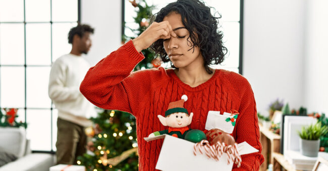 Podcast Featured Image – Episode 49 Woman distressed during the holidays
