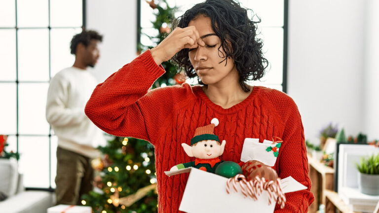 Podcast Featured Image – Episode 49 Woman distressed during the holidays