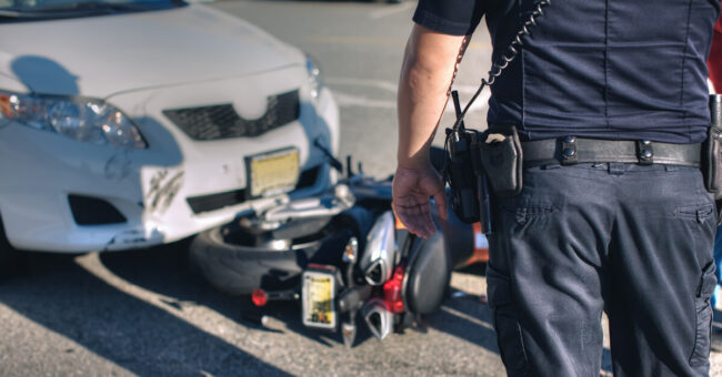 Podcast Featured Image – Episode 50 Cover Police office at the scene of a traumatic accident