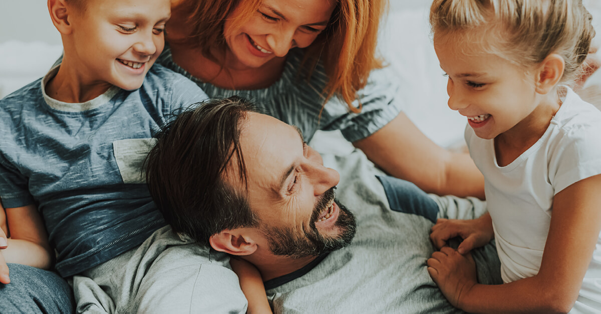 Family feeling joy and laughter