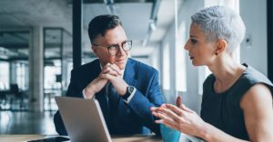 Business coworkers working together at office