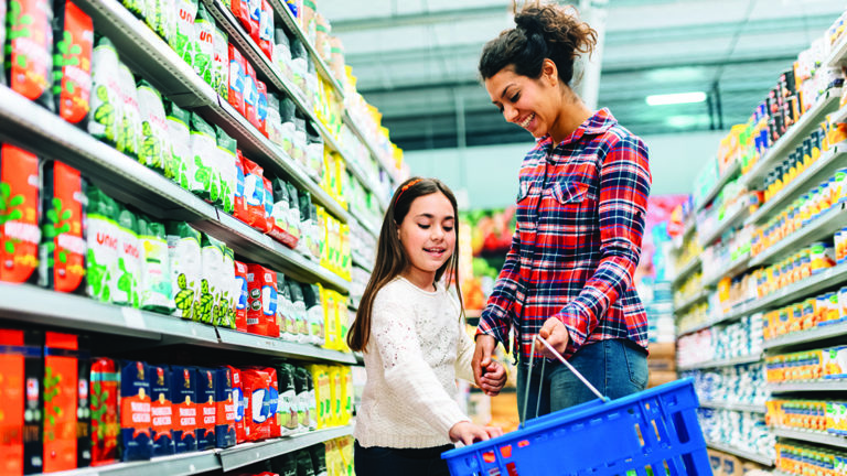 lowering-household-food-costs-featured-image Mother and Daughter Shopping in Supermarket
