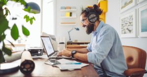 man working at home