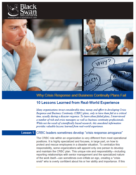 Why Crisis Response & Business Continuity Plans Fail